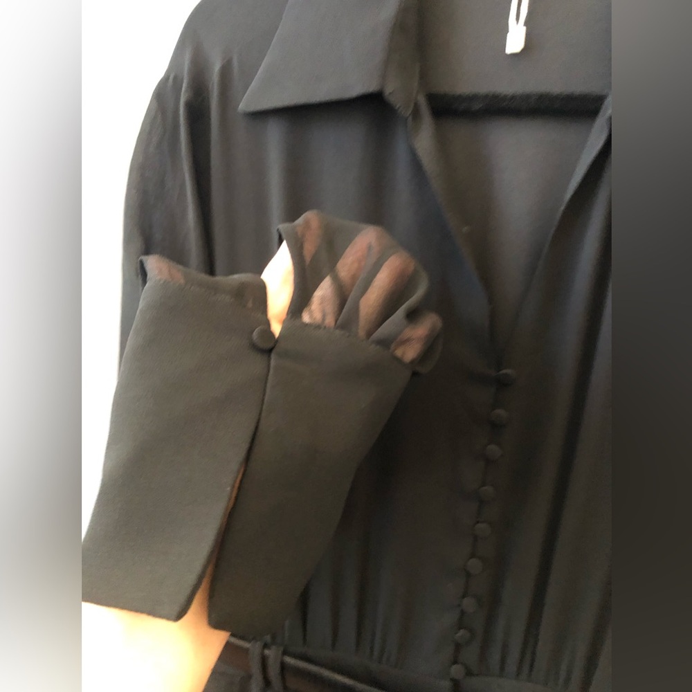 Mango belted long sleeve jumpsuit in black, Sz XL, New, crepe/chiffon - Picture 8 of 10